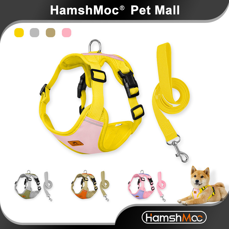 Hamshmoc Thời Trang Chó Dây Và Dây Xích Bộ Có Thể Điều Chỉnh Phản Quang Thú Cưng Vest Thoải Mái Dây Dẫn Bền Có Tay Cầm Mềm Cho Chó Ngoài Trời