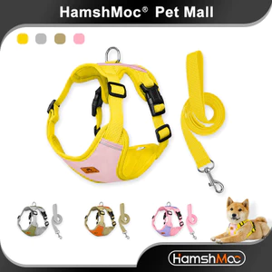 Hamshmoc Thời Trang Chó Dây Và Dây Xích Bộ Có Thể Điều Chỉnh Phản Quang Thú Cưng Vest Thoải Mái Dây Dẫn Bền Có Tay Cầm Mềm Cho Chó Ngoài Trời
