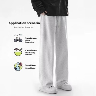 Quần Nam Màu Xám Mỹ Chân Thẳng Thể Thao Ống Rộng Quần s-4xl