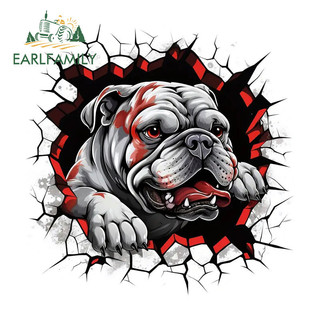 EARLFAMILY 13cm x 12.9cm Bulldog Xe Dán Hài Hước Tắc Xước Xe Tải Kính Chắn Gió Văn DIY Decal Chống Nắng Hoạt Hình In Tùy Chỉnh