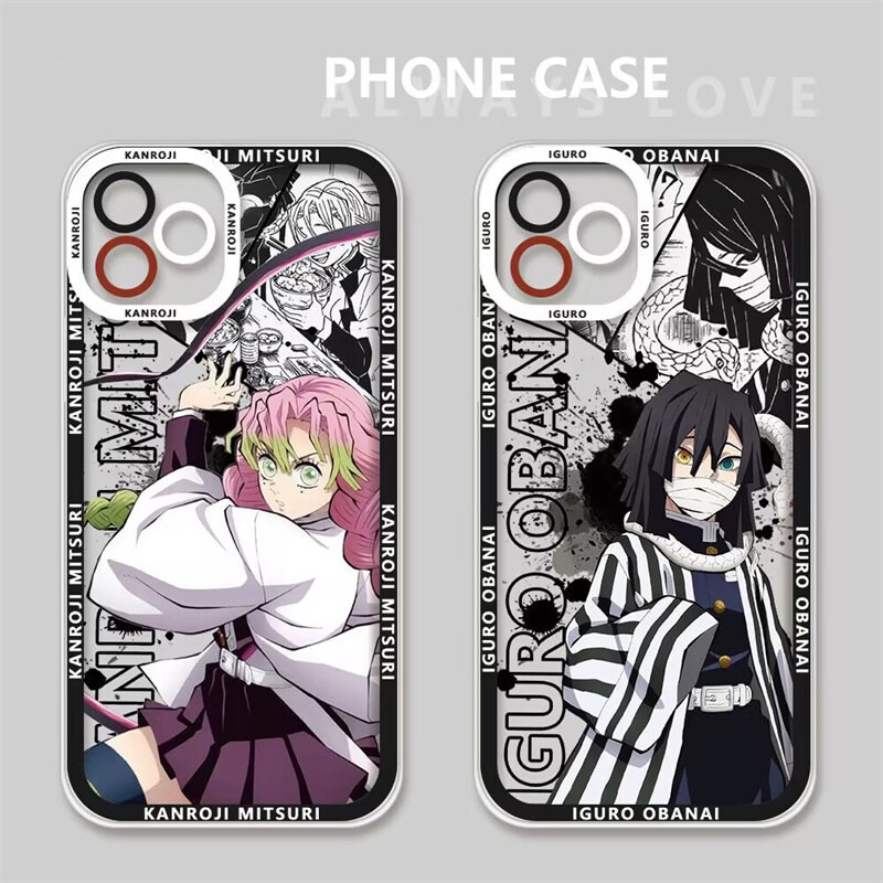 Anime Demon Slayer Iguro Obanai Kanroji Mitsuri Ốp Điện Thoại Mềm Trong Suốt Tương Thích Cho iPhone 11 12 13 14 15 Pro Max PLUS Mini XR X XS Max 8 7 6 6S PLUS Phim Hoạt Hình