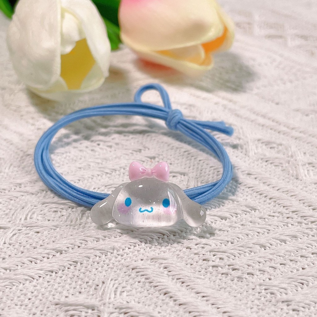 Dễ Thương Trong Suốt Sanrio Cao Su Ban Nhạc Màu Tóc Cinnamoroll Kuromi Đầu Dây Vòng Tay Đầu Dây