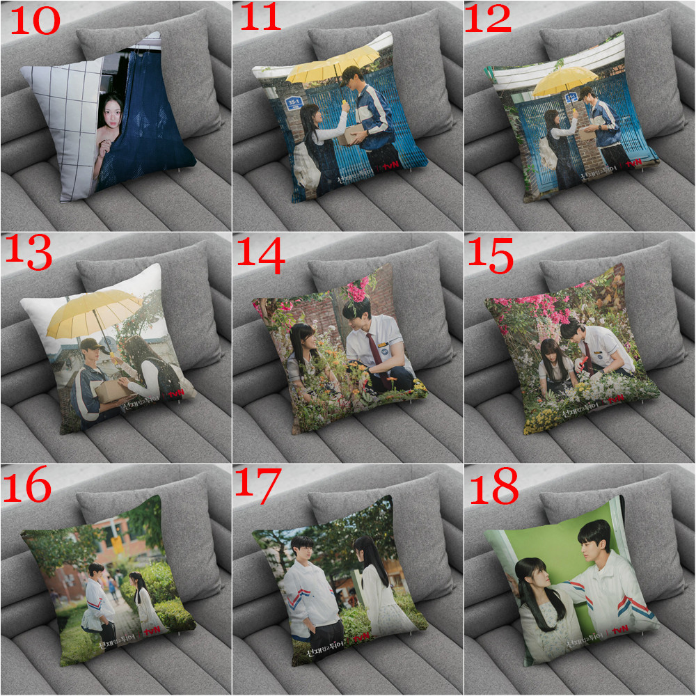 Phim truyền hình Hàn Quốc Lovely Runner Throw Vỏ gối Byeon Woo-Seok & Kim Hye-yoon Vỏ gối in một mặt Phòng khách Sofa Quà tặng ô tô Vỏ đệm Quà tặng trẻ em (Không có lõi)