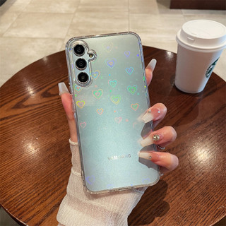 S26 Ốp Điện Thoại Acrylic Cho Samsung Galaxy A57 A56 A55 A54 A37 A36 A35 A34 S25 S24 S23 Ultra Plus Laser Love Gradient Thiết Kế Trong Suốt Vỏ Điện Thoại Túi Khí Bốn Góc