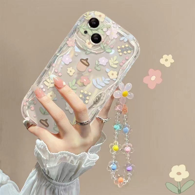 Ốp Hoa Có Dây Xích Hoa Cho Samsung Galaxy A25 A10 A11 A31 A51 A71 A21S A50 A30S A20 A30 A32 A52 A02 A02S A22 A03 J7 Prime INS Ốp Điện Thoại