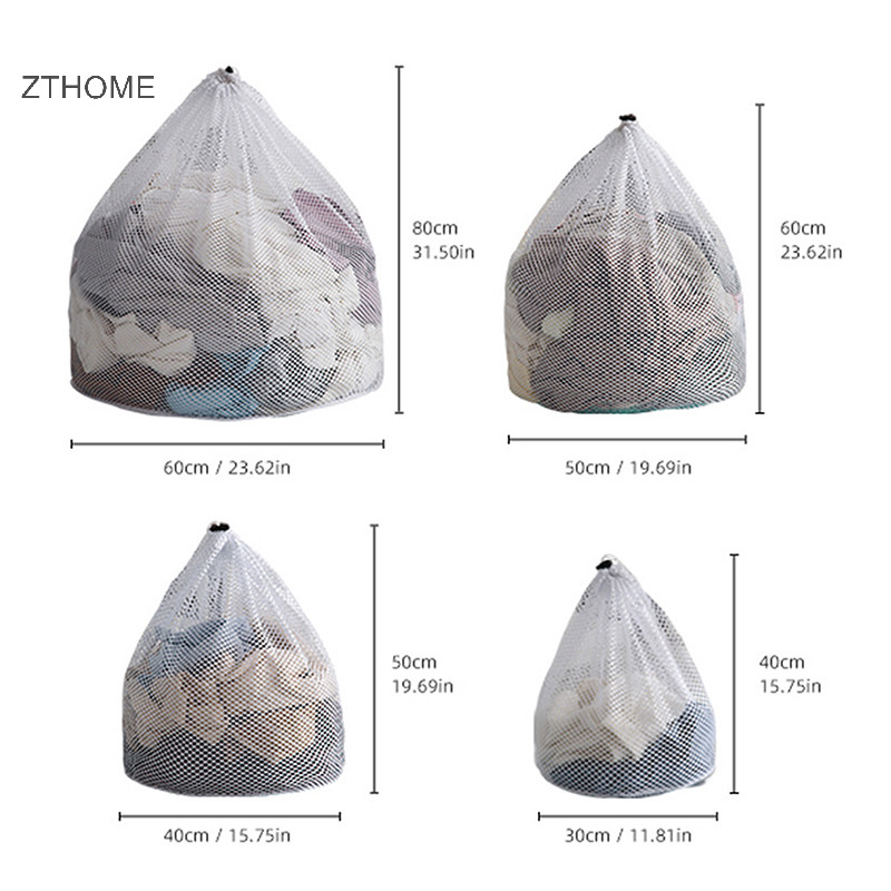 Zthome Lưới Dây Rút Lớn Giỏ Giặt Túi Giặt Nhà Tổ Chức Lưới Giặt Túi Dung Tích Lớn Bẩn Túi Giặt Nóng