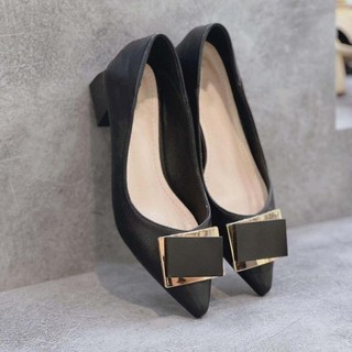 Giày Cao Gót Nữ Mũi Nhọn Giày Búp Bê gót vuông cao 5P khóa Chữ nhật êm và mềm - Cao 5cm - size 35 tới 40 mã Cheo555 Shoe