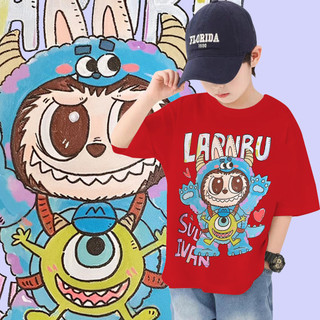 2024 Labububupu Pop Mart Áo Sơ Mi Cho Trẻ Em Tay Ngắn Dễ Thương Và Thoải Mái Phù Hợp Với Nhiều Màu Sắc Labu Boo