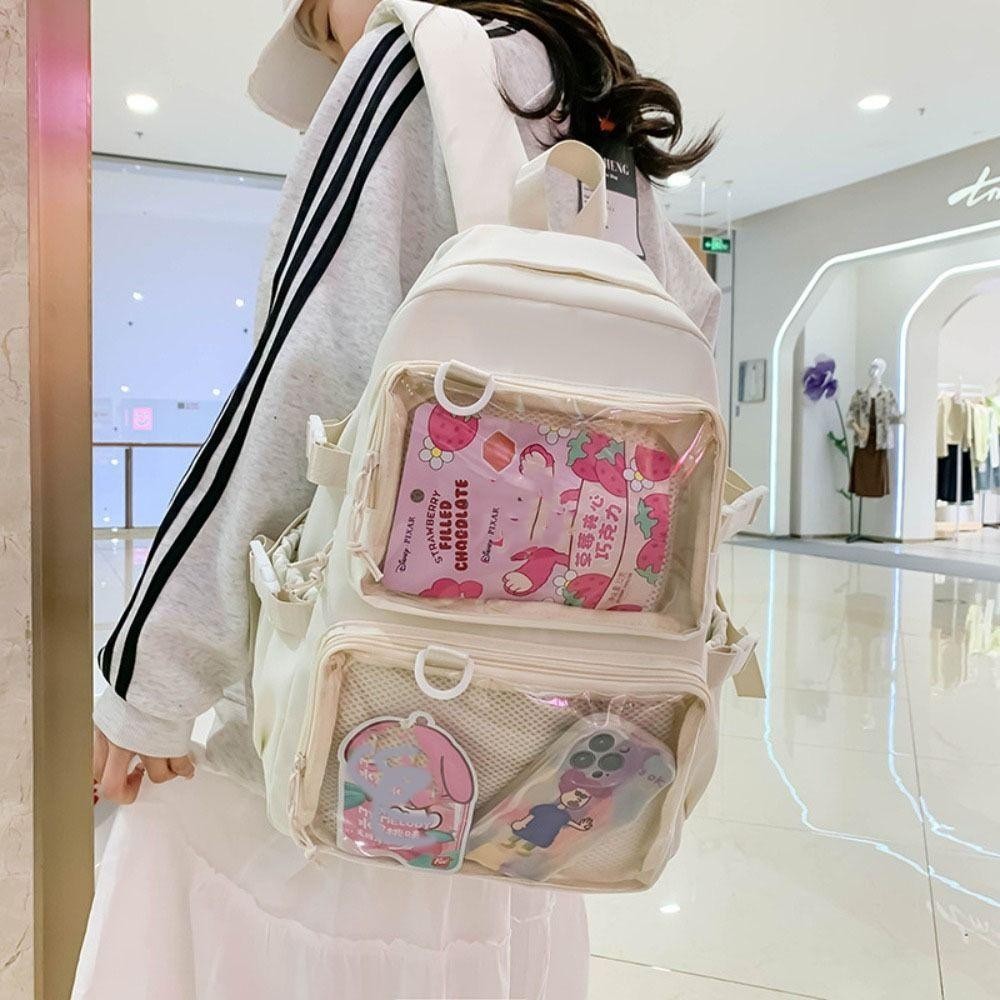 Túi đi học GUSTAVA, Ba lô dung tích lớn hai túi, Túi Kawaii JK dành cho sinh viên đại học