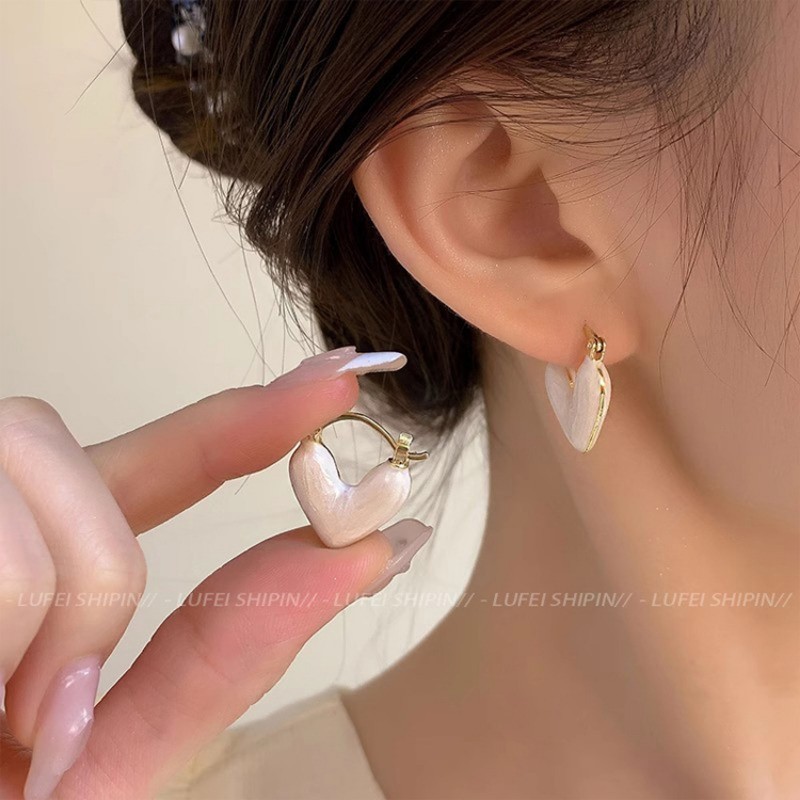 Bông Tai Trắng Sữa Tính Khí Đơn Giản Mùa Hè Nhỏ Tinh Tế Bông Tai Nữ Bông Tai