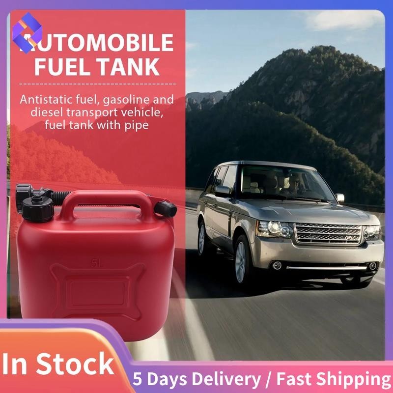 Bình Nhiên Liệu Ô Tô 5L Có Thể Dự Phòng Nhựa Xăng Gas Hộp Đựng Nhiên Liệu Chống Tĩnh Điện Có Ống Cho Xe Du Lịch