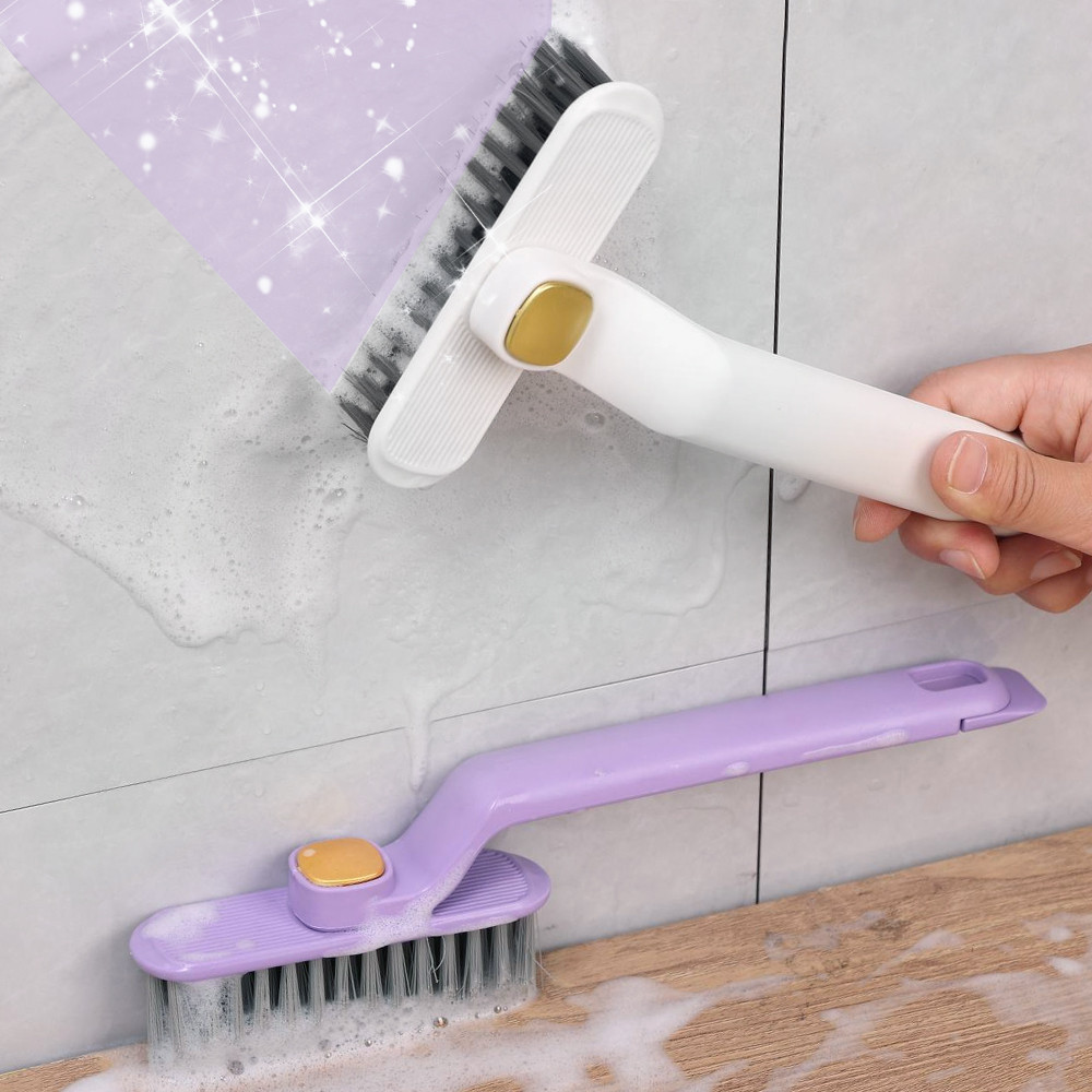 Bàn chải khoảng cách xoay 360 độ - Dụng cụ làm sạch vết xước 2 trong 1 có kẹp - Hình chữ V, Lông cứng, Đa năng - Dành cho phòng tắm, nhà bếp, khoảng cách cửa sổ, góc - Dụng cụ vệ sinh gia đình