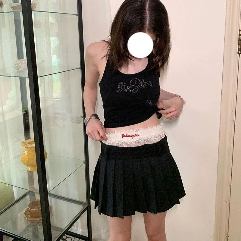 Quần short ren Milyfashion Lớp trắng mỏng hơn Nhìn chữ a Cơ sở Y2K gợi cảm