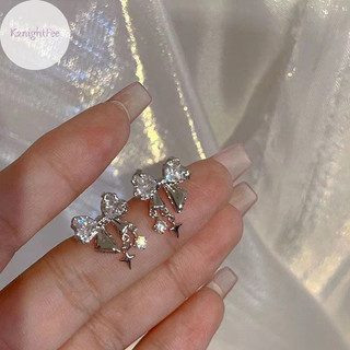 K2nightfee 1 Cặp Bông Tai Zircon Nơ Sáng Bóng Thời Trang Dành Cho Nữ Cô Gái Tính Khí Tinh Tế Ngọt Ngào Thoáng Mát Nơ Bông Tai Trang Sức VN
