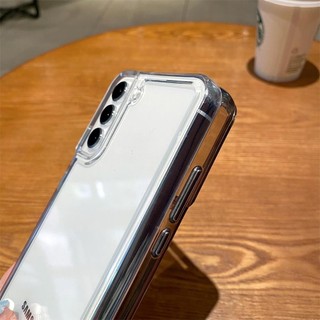 Ốp Điện Thoại Trong Suốt Chống Sốc Cho Samsung S24 S23 S22 S21 Plus Ultra FE A52 A72 A33 A35 A53 A54 A55 A22 A23 A25 5G Ốp Lưng Cứng Acrylic Trong Suốt Vỏ Bảo Vệ Cạnh Mềm