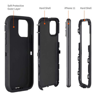 Ốp điện thoại chống sốc 3 trong 1 Defender cho IPhone 11 Pro Max XSMAX XS Lắp ráp dễ dàng Bảo vệ Camera Vỏ silicon sọc chống trượt Vỏ cứng mờ