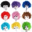 DARON Người hâm mộ bóng đá Tóc giả, Tóc giả tổng hợp Cầu vồng Afro Xoăn Chú hề Tóc giả, Trang trí vũ trường Hiệu suất Chú hề Đạo cụ gợn sóng Halloween Cosplay Tóc Giáng sinh