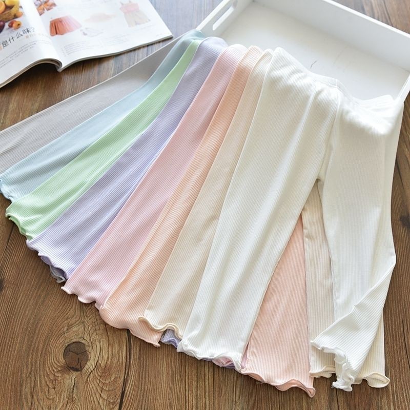 Bé Gái Co Giãn Ice Silk Legging Mỏng Macaron Phiên Bản Hàn Quốc Slim-fit Fungus Edge Quần 8FZY