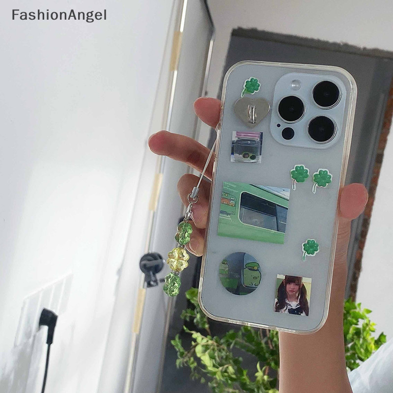 Fashionangel Handmade Đính Hạt Dây Xích Điện Thoại Bốn Lá Cỏ Ba Lá Điện Thoại Nhiều Màu Sắc Móc Khóa CCD Mặt Dây Chuyền Điện Thoại Di Động Quyến Rũ Phụ Kiện Treo Trang Trí TH