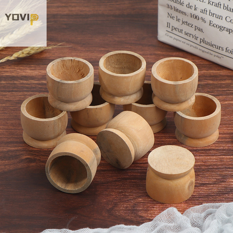 Yovip 10 Cái / bộ Uned Di Động Dụng Cụ Nhà Bếp Trứng Cốc Gỗ Bảo Quản Khay Trứng VN