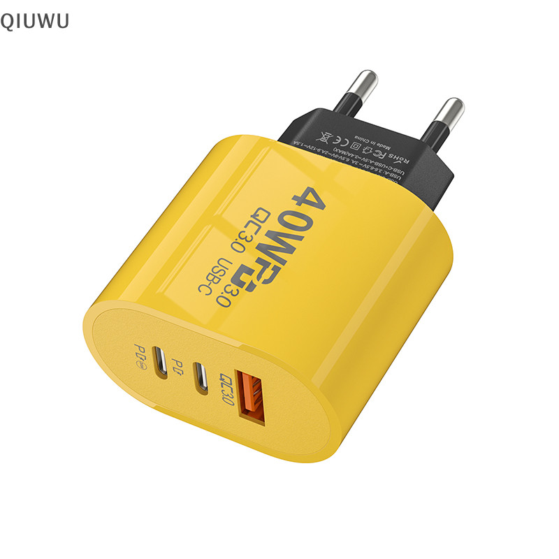 Bộ sạc nhanh USB C QIUWU 40W 3.0 PD, bộ chuyển đổi tường cho điện thoại