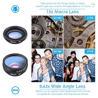 Hilivn) Bộ ống kính máy ảnh điện thoại 10 trong 1 APEXEL với góc rộng 0,63X + Macro 15X + 198°Fisheye + Telephoto 2X + CPL + Bộ lọc sao + Bộ lọc xuyên tâm + Bộ lọc lưu lượng + Kính vạn hoa 3 + Kale