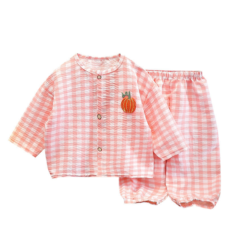 Trẻ Em Đám Mây Bộ Đồ Ngủ Cotton Mùa Xuân Hè Hai Mảnh Phù Hợp Với Bé Trai Bé Gái Hoạt Hình Cardigan Loungewear OEDZ