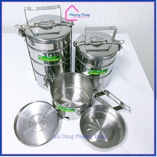Cà men inox 3 ngăn đường kính 14cm hộp đựng cơm inox, cặp lồng giữ nhiệt hộp đựng cơm tiện lợi mang đi làm