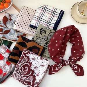 65 Vải Lanh Cotton Khăn Vuông Nhỏ Hạt Điều Hàn Quốc Hoa Thời Trang Sang Trọng Khăn Trang Trí