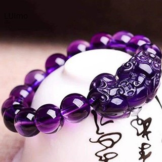 Luimo Vòng tay thạch anh tím với Pixiu Wealth Beast Crystal Beads Vòng tay SBS