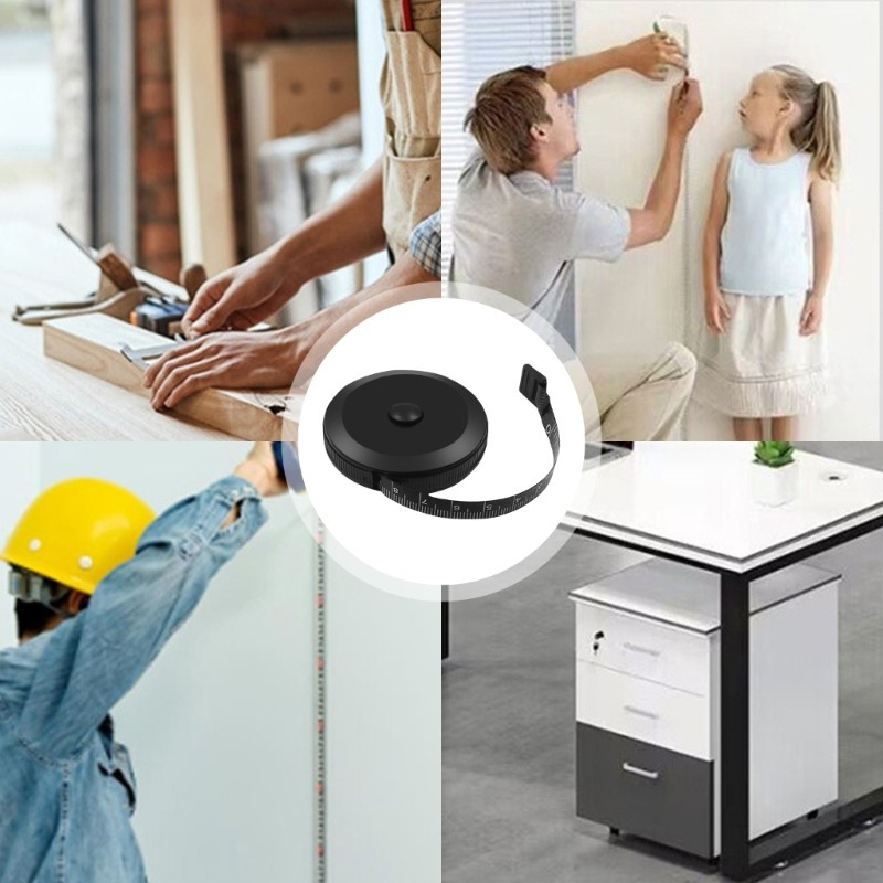 GOO Băng Đo 150cm 60in Cân Đôi Đo Băng Di Động Quần Áo May Dụng Cụ Có Thể Thu Vào Mềm Cơ Thể Đo Ta