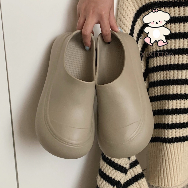 Xixitiao Cotton Dép Nữ Tăng Chiều Cao Giày Ngoài Mặc Đế Mềm Mới Thường Ngày