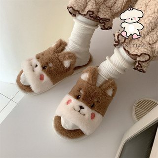 Xixitiao Dép Cotton Dễ Thương Nữ Mùa Đông Hoạt Hình Nhà Ấm Áp Sang Trọng Confinement Giày
