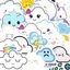 Hộp 50 Sticker Hình ĐÁM MÂY CUTE Decal Phản Quang 7 Màu Halogram Chống Nước NSX Gì Cũng In | MS: 000166