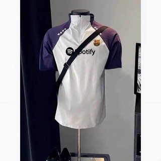 Royal Football Summer New Training Wear Quick-Drying T-shirt Inner Malbarcelona Same Breathable Half Zipper Short Sleeve Men gIaP