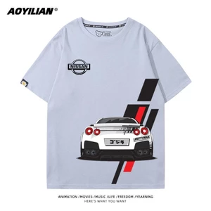 Áo thun Nissan Nhật Bản GTR God of War R35R34 Sửa đổi Hạm đội Áo thun hạng nặng Nam Nữ Nửa tay JDM Work Top Quần áo
