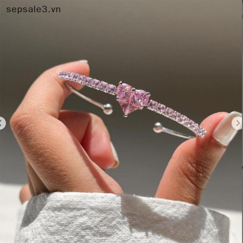# Sepsale # Vòng tay Zircon trái tim tình yêu mới Phụ kiện hợp thời trang đa năng dành cho nữ Quà tặng trang sức dự tiệc.