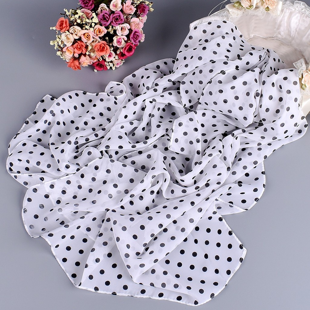 150cm * 50cm Chấm Bi Voan Dài In Khăn Choàng Khăn Thời Trang Phù Hợp Với