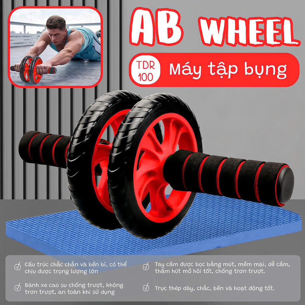Ảnh -BG- TDR-100  Lăn Tập Bụng 2 Bánh luyện tập săn chắc CƠ Bụng, hỗ trợ thăng bằng 4