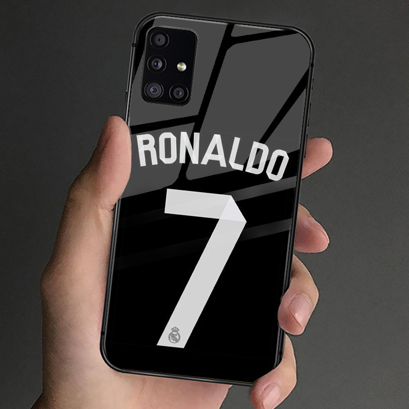 Ốp Điện Thoại Kính Cường Lực Cristiano Ronaldo CR7 01 Cho Samsung Galaxy Cover S24 ULTRA S23 S22 PLUS S21 S20 FE S10 S9