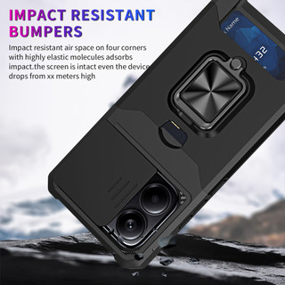 Dành Cho Redmi Note 14 4G / 5G Ốp Lưng Có Trượt Camera Bao Đựng Thẻ Vòng Chân Đế Chịu Lực Bảo Vệ Mỏng Vỏ