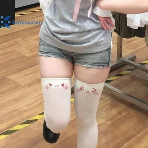 Kudosation Paw Đùi Tất Trắng In Tất Dài JK Bông Tai Kẹp Biểu Hiện Trên Đầu Gối Đùi Vớ Cao Nhật Bản Cosplay Tất