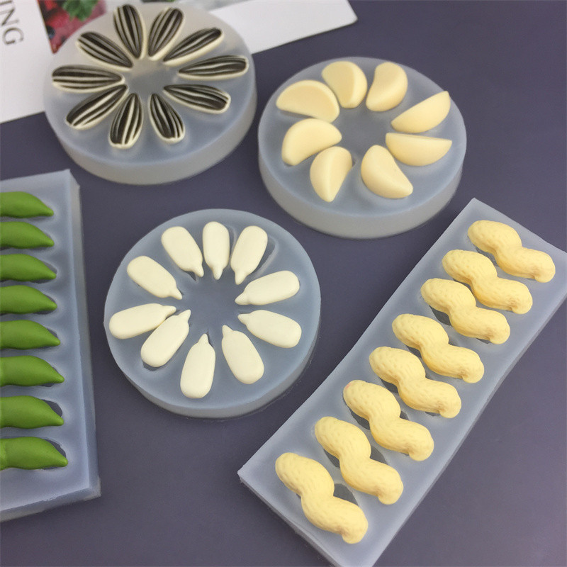 Mô Phỏng Đậu Phộng Dưa Hạt Tỏi Đinh Hương Làm Mô Hình Khuôn Silicon Sô Cô La Món Tráng Miệng Pudding Trung Quốc Thạch Trắng Khuôn Thơm Thạch Cao Khuôn DIY Khuôn Nướng Bánh