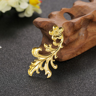 Tự làm kẹp tóc cổ trang chất liệu dải dài lá vàng, hoa văn, kèm phụ kiện tóc lắc kim loại sắt tấm