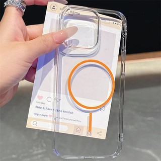 Sang Trọng Chính Hãng Màu Từ Cuộn Dây Sạc Không Dây Dành Cho iPhone 12 13 14 15 16 Pro Max Plus Trong Suốt Ốp điện thoại Phụ Kiện