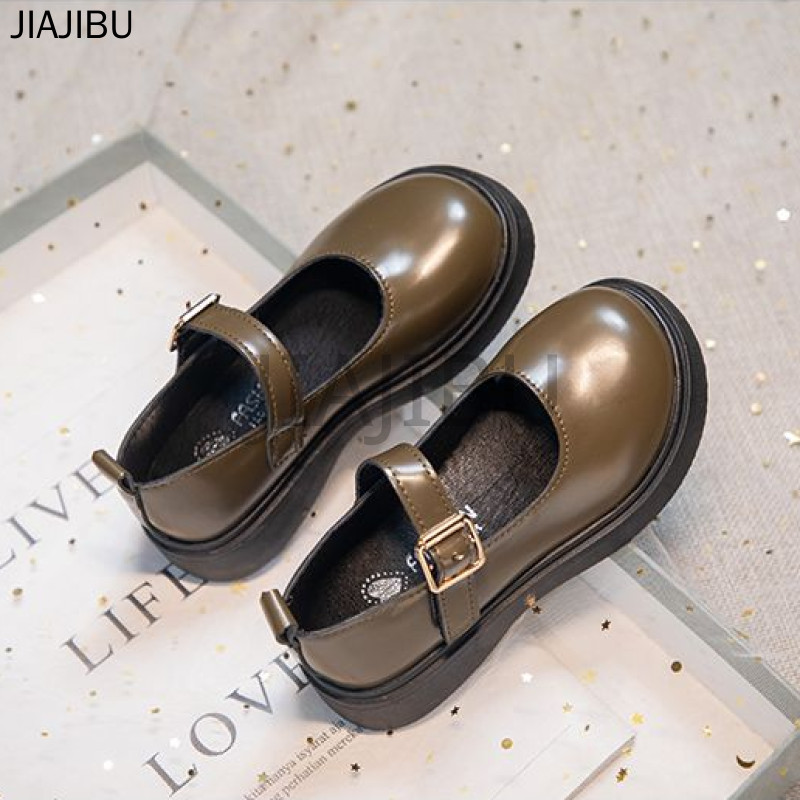 Fashion Kids Shoes Giày Trẻ Em Thời Trang Giày Mary Jane Đế Mềm Dễ Thương Children's Doll Shoes Giày Da Nhỏ Màu Xanh Quân Đội Chống Trượt Giày Em Bé Mũi Tròn Chống Va Chạm Korean Fashion Black Platform Lolita Shoes Giày Công Chúa Màu Be Giày Múa Cosplay