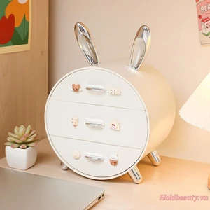 Phụ Kiện Tóc Tổ Chức Cho Bé Gái Thỏ Dễ Thương 3 Ngăn Kéo Kẹp Tóc Bảo Quản Hộp Trang Sức Cho Băng Đô Buộc Tóc