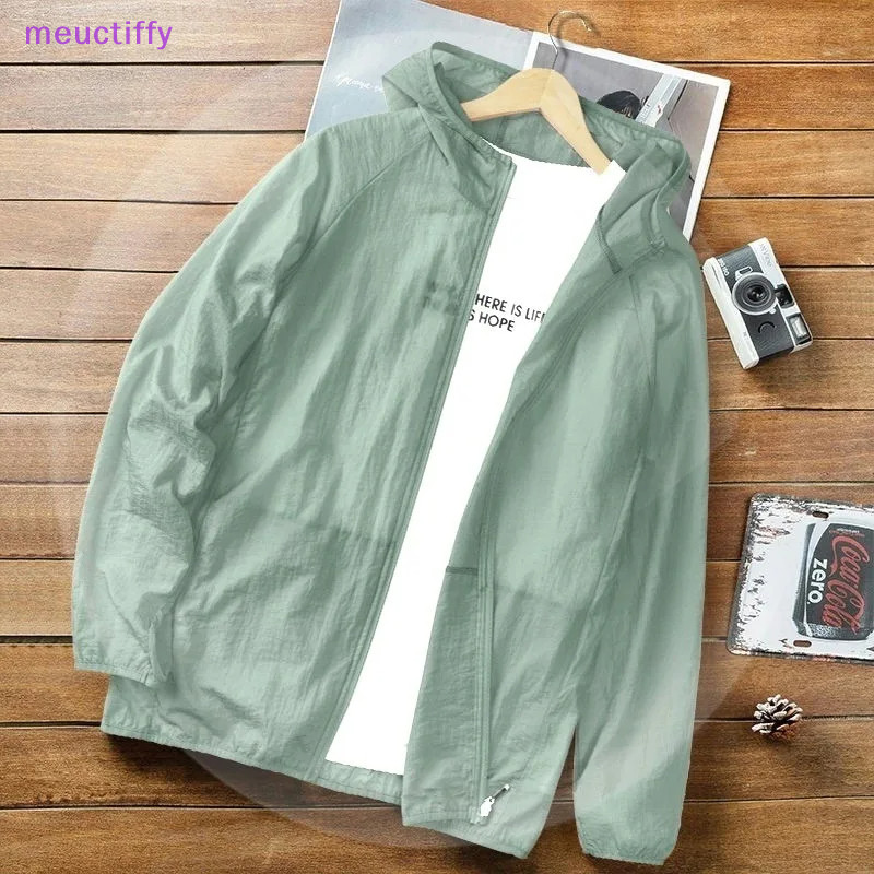 Meuctify Quần áo nam chống nắng siêu mỏng trùm đầu thể thao ngoài trời áo khoác câu cá VM