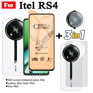 Kính cường lực 3 TRONG 1 Itel RS4 cho Itel R S4 RS 4 S23 S24 A50 P55 4G 5G A70 Phim mềm mờ bằng gốm + Kính bảo vệ màn hình kính máy ảnh và phim mặt sau