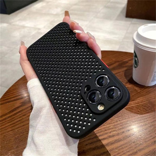 Tối Giản Lưới Màu Trơn Thoáng Khí Tản Nhiệt Silicon Ốp lưng Tương Thích Cho iPhone 17 16 15 14 13 12 11 Pro Max Ốp Lưng